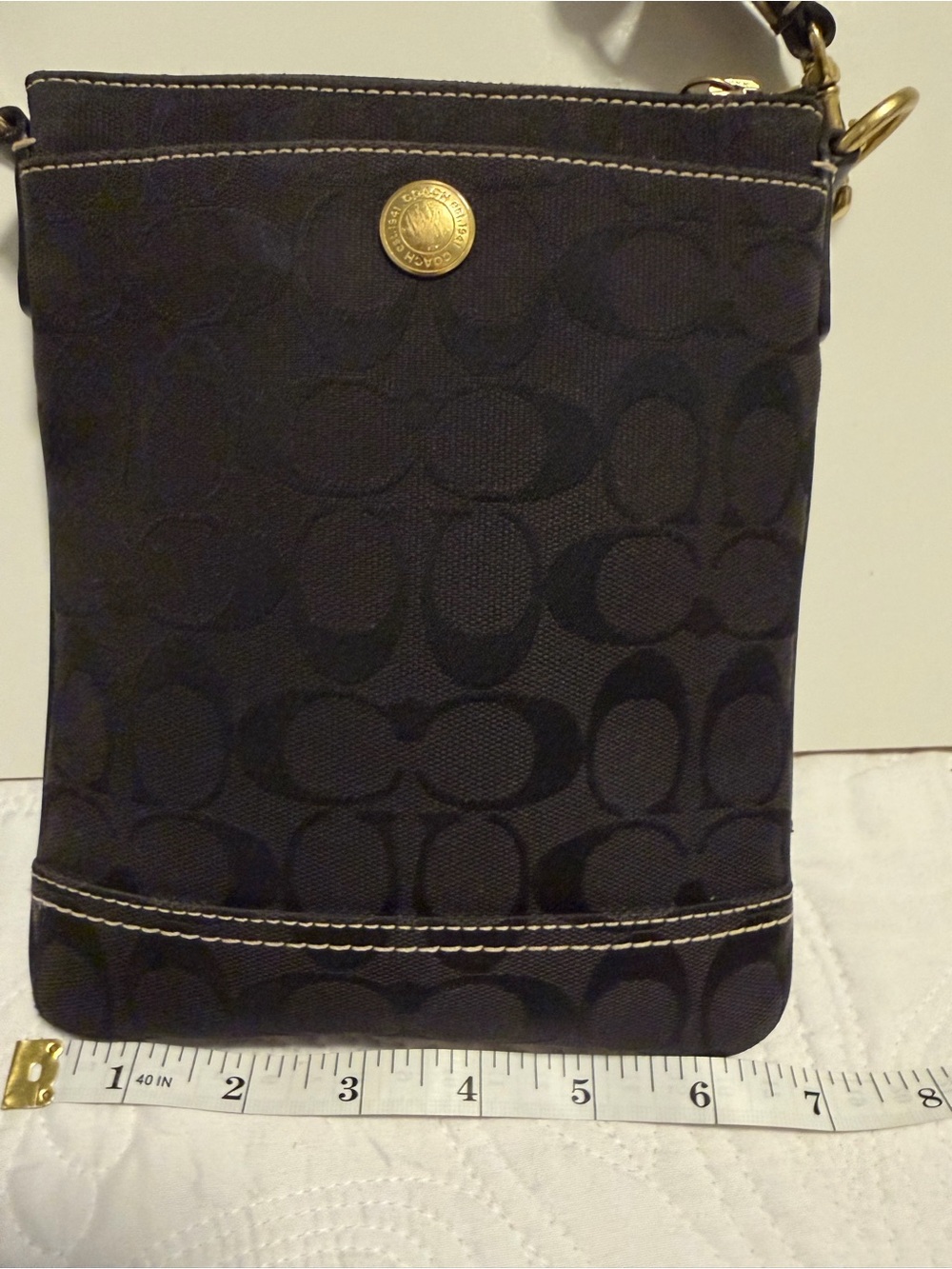 Coach Black Signature Crossbody with Gold Hardware